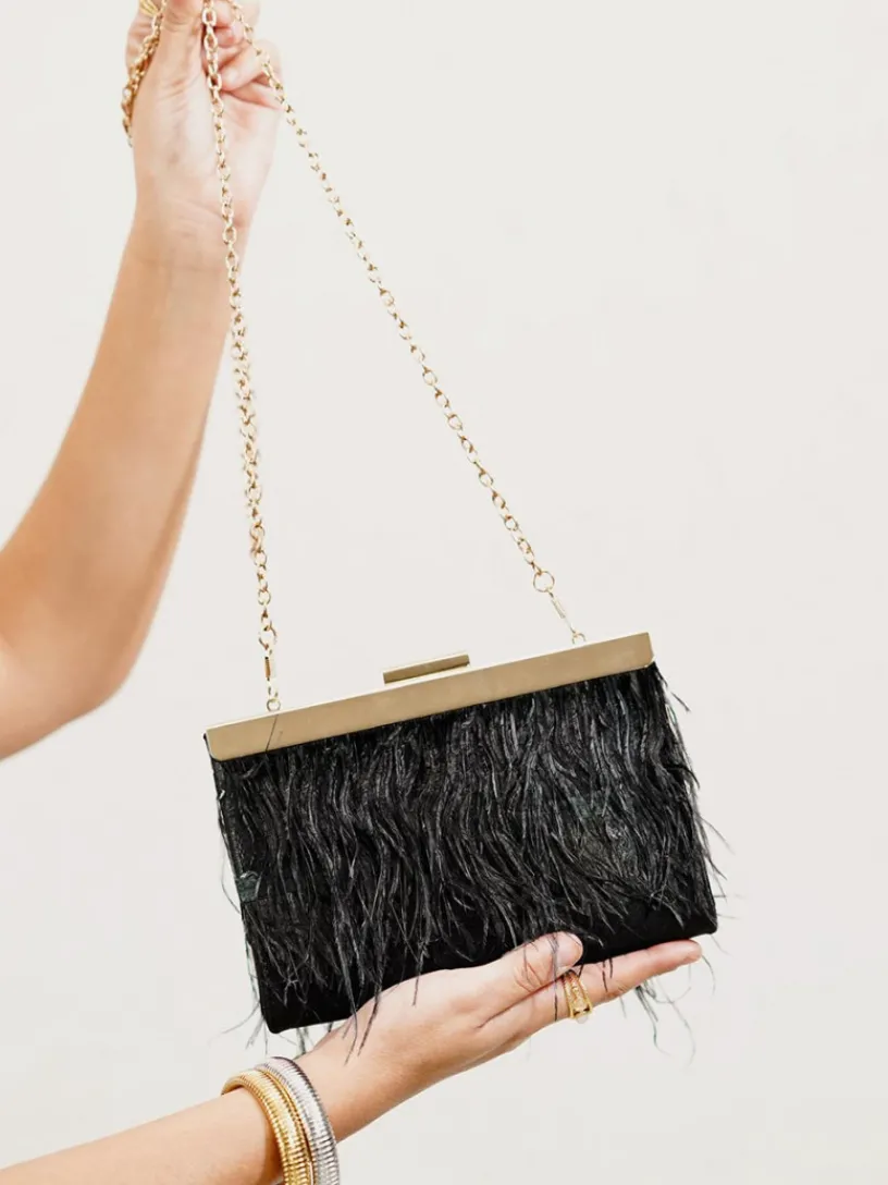 Bolsos De Fiesta-Mariquita Trasquilá BOLSO CLUTCH DE FIESTA PLUMAS MARABU Negro