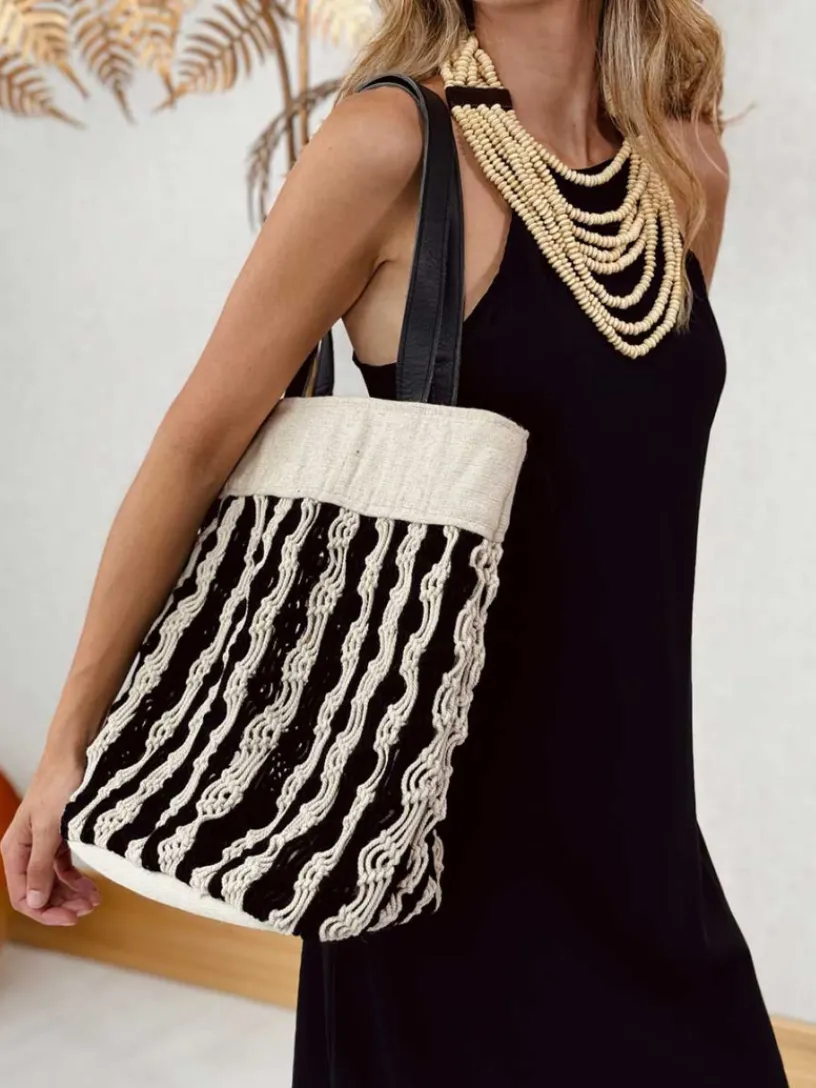 Bolsos Casual-Mariquita Trasquilá BOLSO CROCHET BICOLOR Beigeynegro