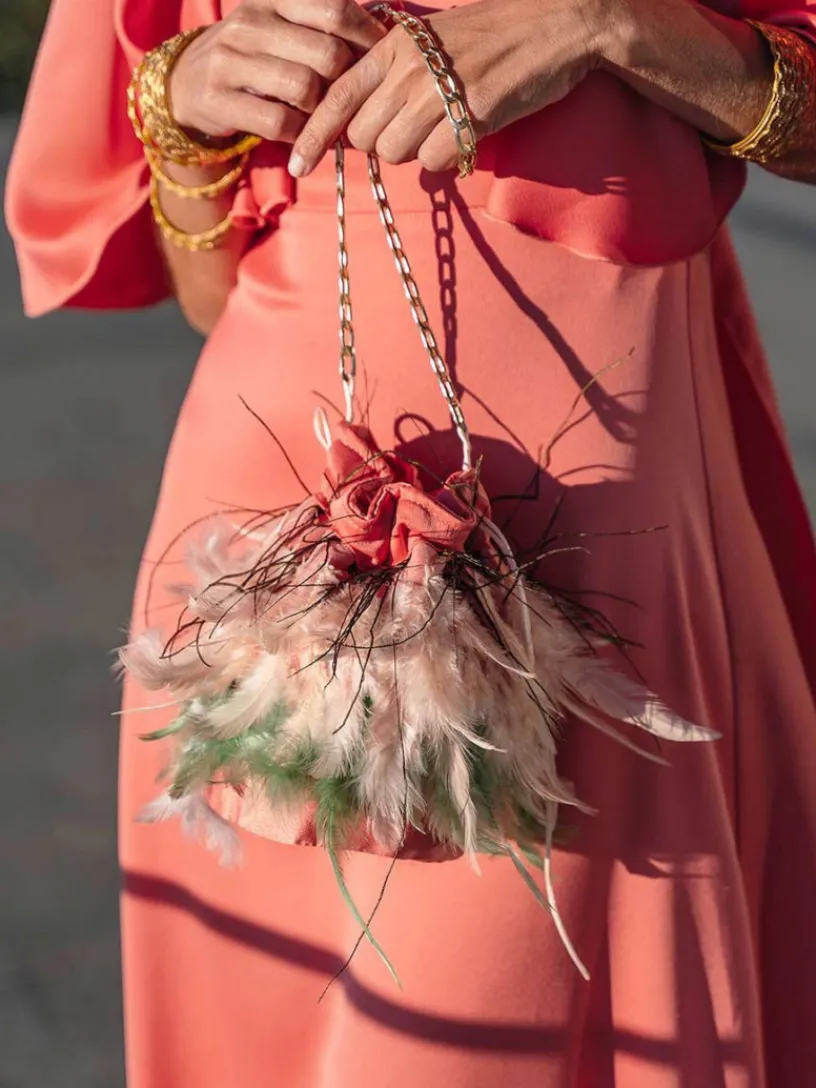 Bolsos De Fiesta-Mariquita Trasquilá BOLSO PLUMAS BENALUP Coral