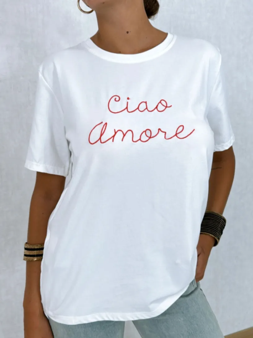 Camisetas De Mujer-Mariquita Trasquilá CAMISETA CIAO AMORE Blancoroto