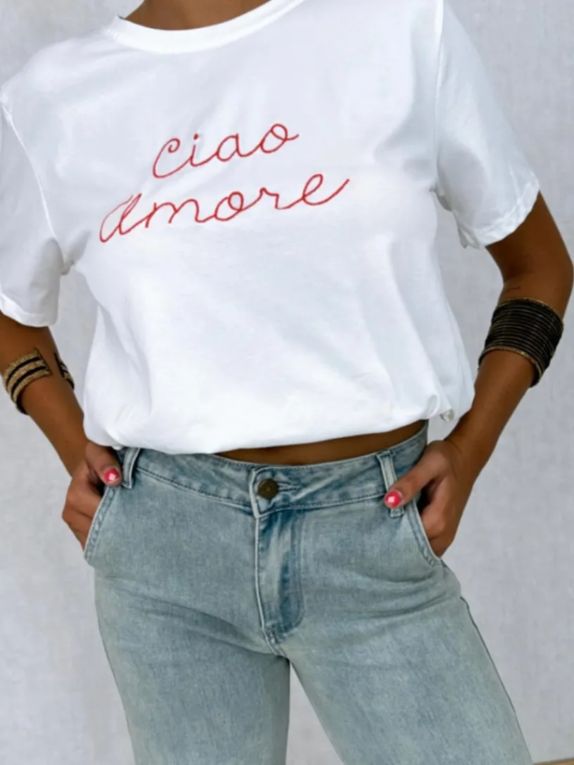 Camisetas De Mujer-Mariquita Trasquilá CAMISETA CIAO AMORE Blancoroto