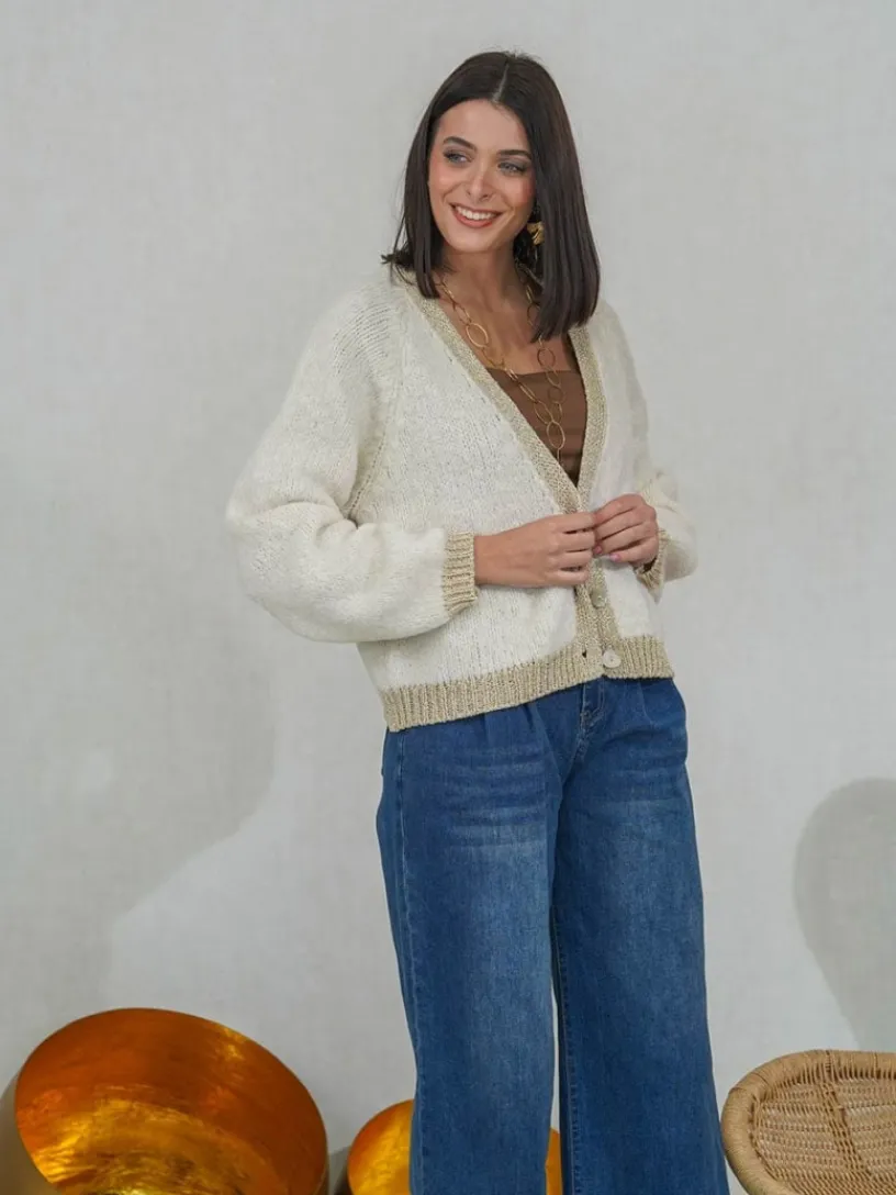 Jerséis Y Sudaderas De Mujer-Mariquita Trasquilá CARDIGAN CONTRASTE BRILLI