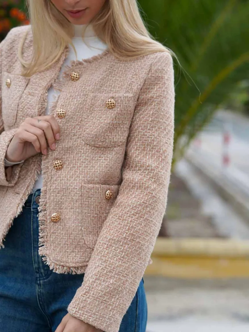 Abrigos Y Chaquetas | Chaquetas De Mujer-Mariquita Trasquilá CHAQUETA TWEED BeigeTostado