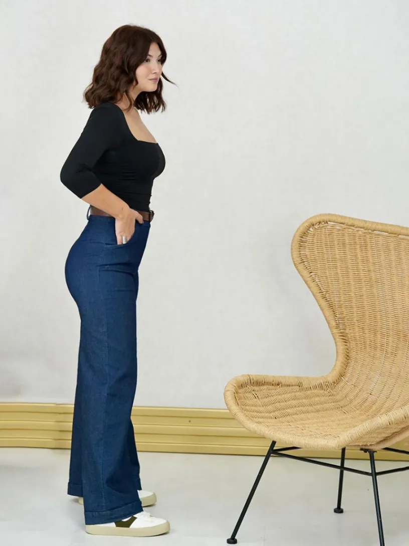 Pantalones De Mujer-Mariquita Trasquilá JEANS PALAZZO VaqueroOscuro