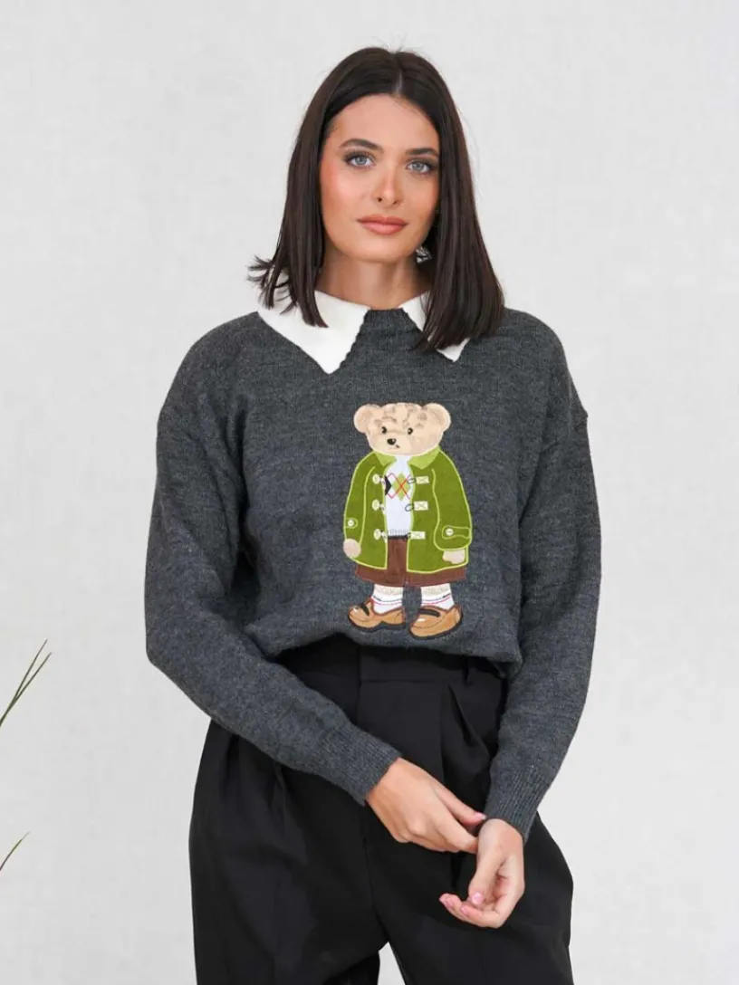 Jerséis Y Sudaderas De Mujer-Mariquita Trasquilá JERSEY BEAR GrisAntracita