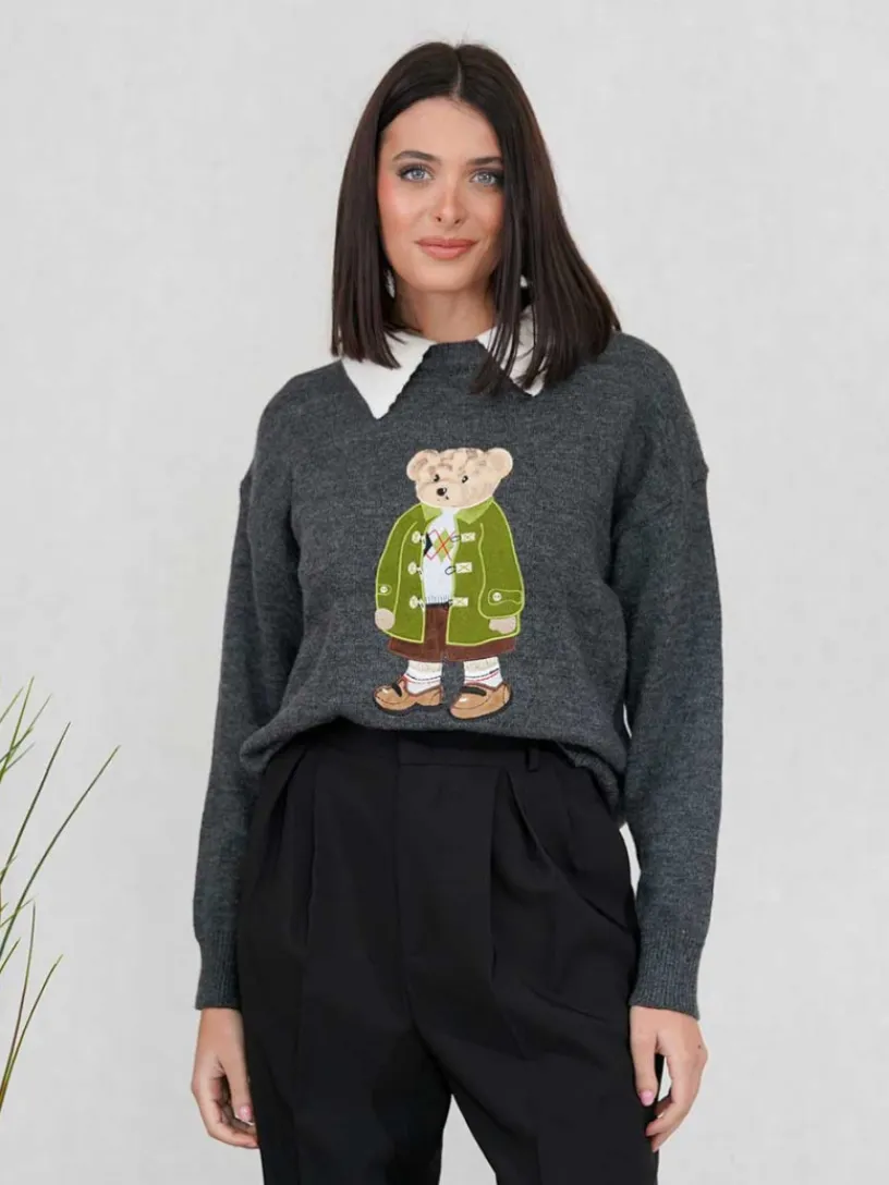 Jerséis Y Sudaderas De Mujer-Mariquita Trasquilá JERSEY BEAR GrisAntracita