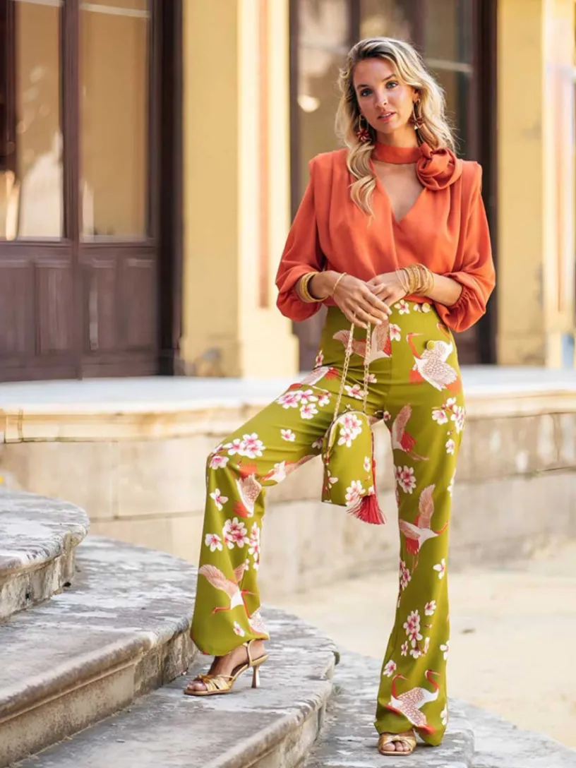 Vestidos De Invitada Comunión | Vestidos De Invitada Bautizo-Mariquita Trasquilá PANTALON AOVE PROVENZA VerdeOliva