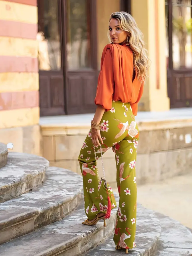 Vestidos De Invitada Comunión | Vestidos De Invitada Bautizo-Mariquita Trasquilá PANTALON AOVE PROVENZA VerdeOliva