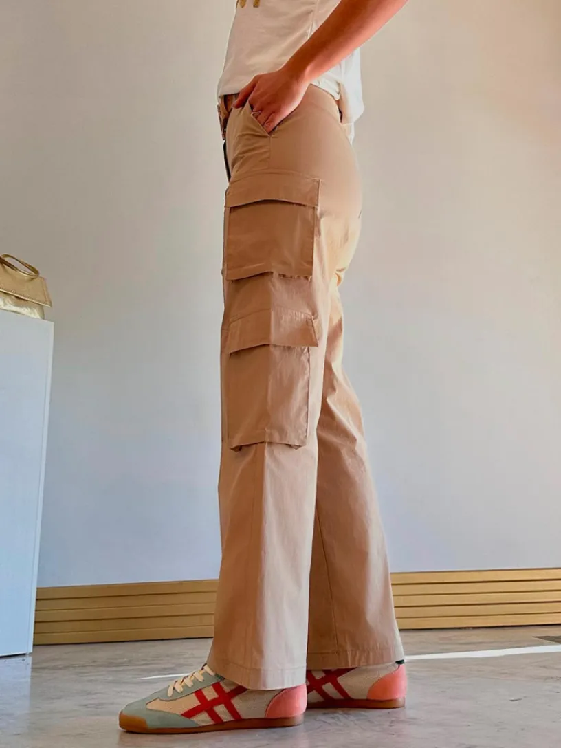 Pantalones De Mujer-Mariquita Trasquilá PANTALON CARGO TIRO MEDIO BeigeTostado