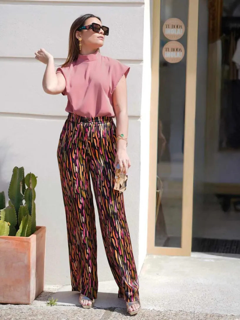 Pantalones De Mujer | Pantalones De Fiesta-Mariquita Trasquilá PANTALON PINCELADAS BELINDA Negro