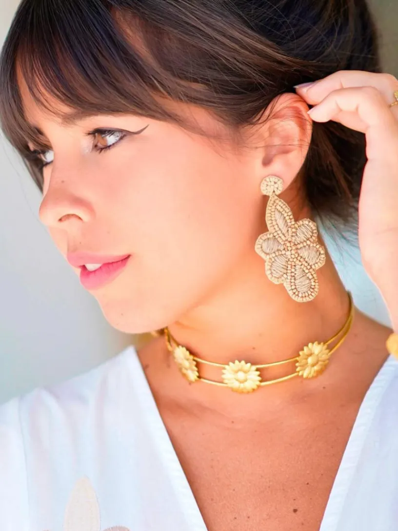 Joyas-Mariquita Trasquilá PENDIENTES HOJAS MACRAME