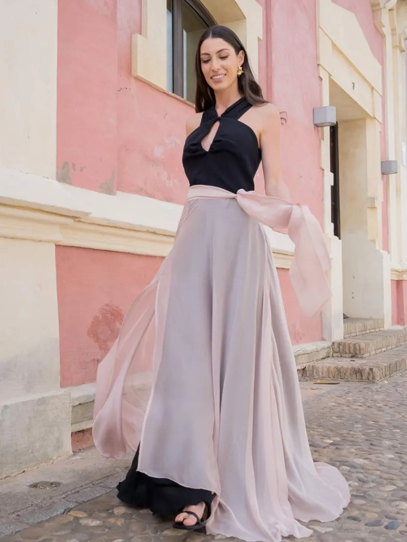 Vestidos De Dama De Honor | Vestido De Puesta De Largo-Mariquita Trasquilá VESTIDO BRISA NegroyRosa