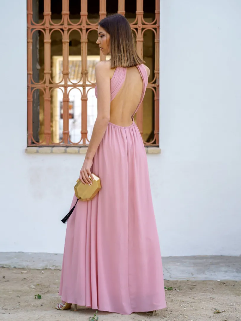 Vestidos De Graduación | Vestidos De Dama De Honor-Mariquita Trasquilá VESTIDO DE FIESTA LARGO HALTER RosaNude